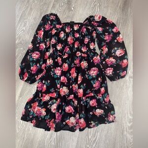 Art Class Black Floral Kids Dress